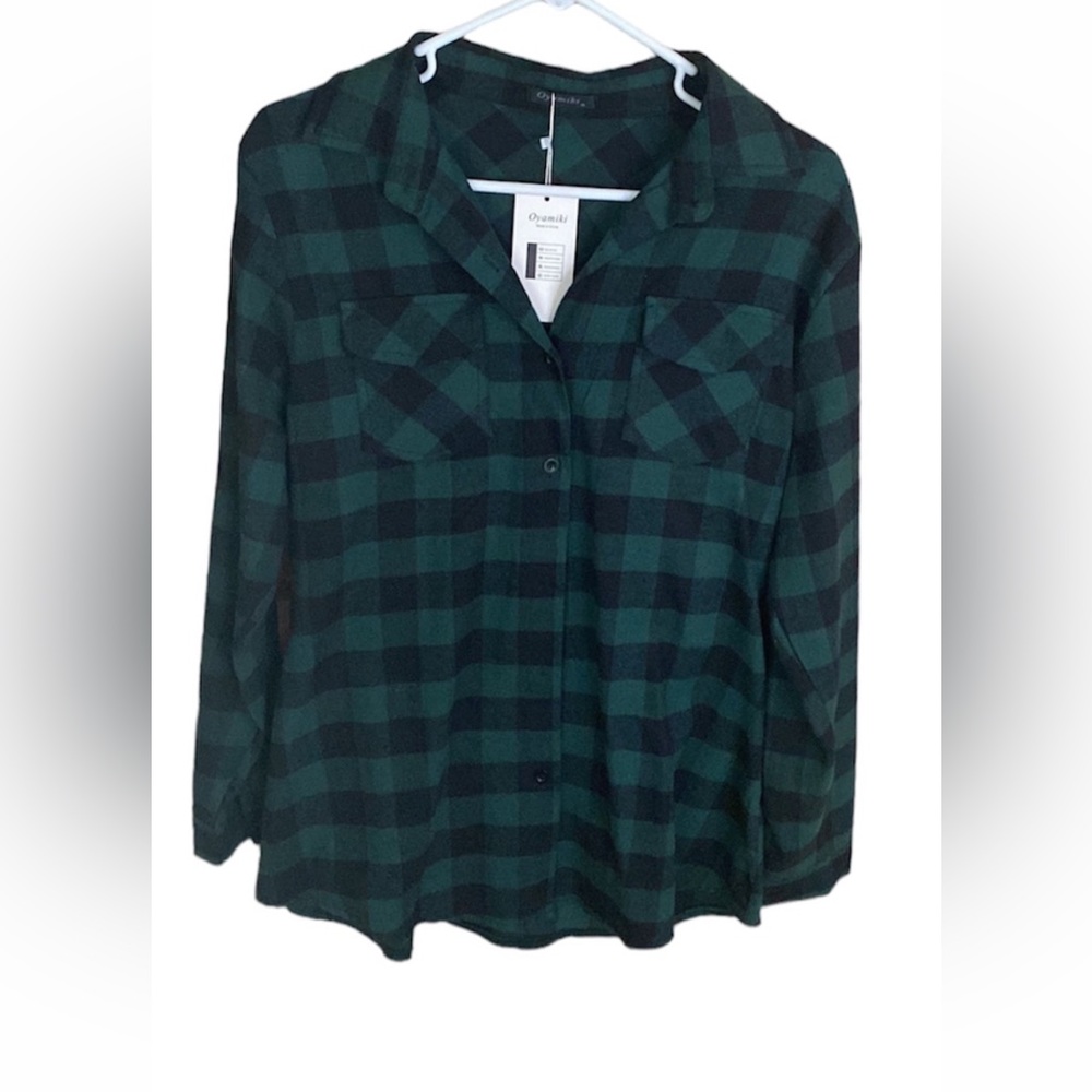 NWT Johnny malloys Irish green long sleeve plaid flannel shirt size med